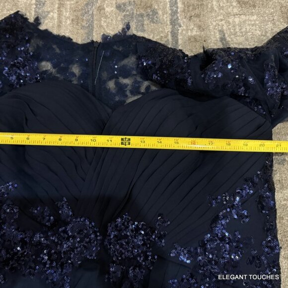 Women's Plus Evening Gown Sequined Lace Dress 20W Navy Blue Ruched Slimming 2XL - Picture 11 of 16